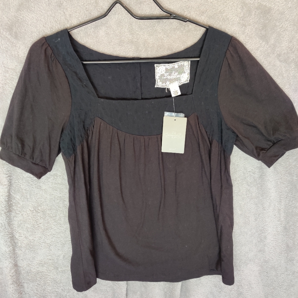 NWT Deletta Anthropologie Black Blouse